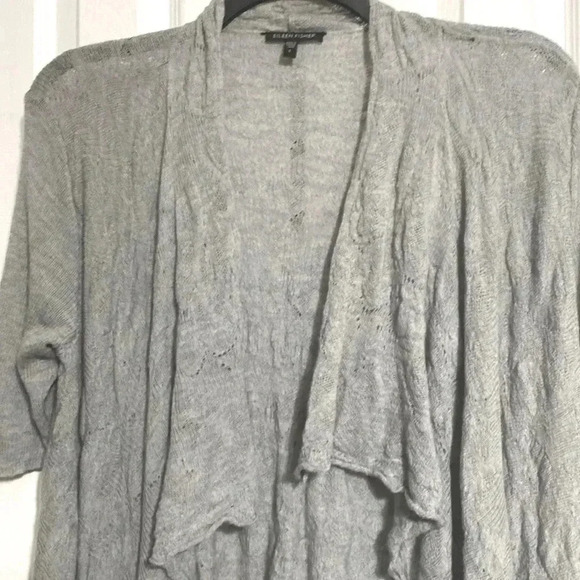 Eileen Fisher merino wool gray cardigan sweater size LARGE. - Picture 7 of 13